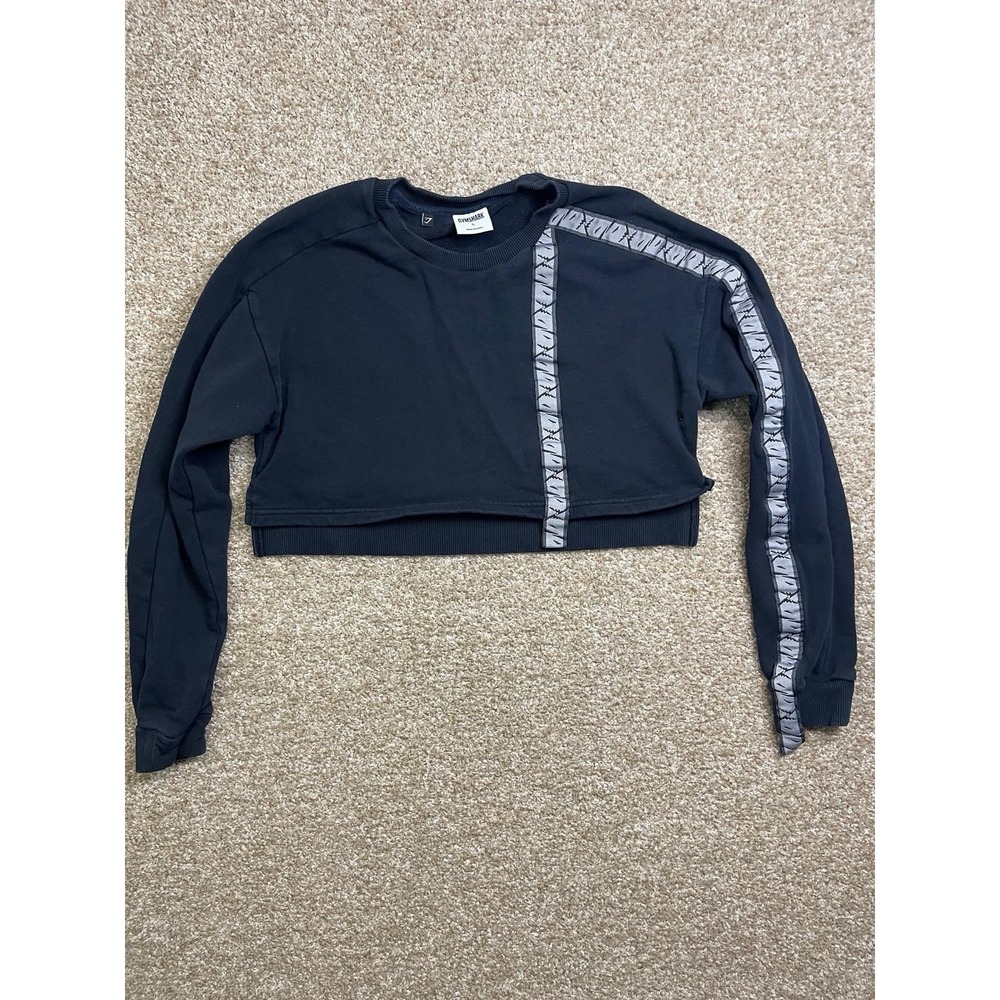 Gymshark Fitness Crop‎ Black Crewneck Gym Workout Active Sweatshirt • Small